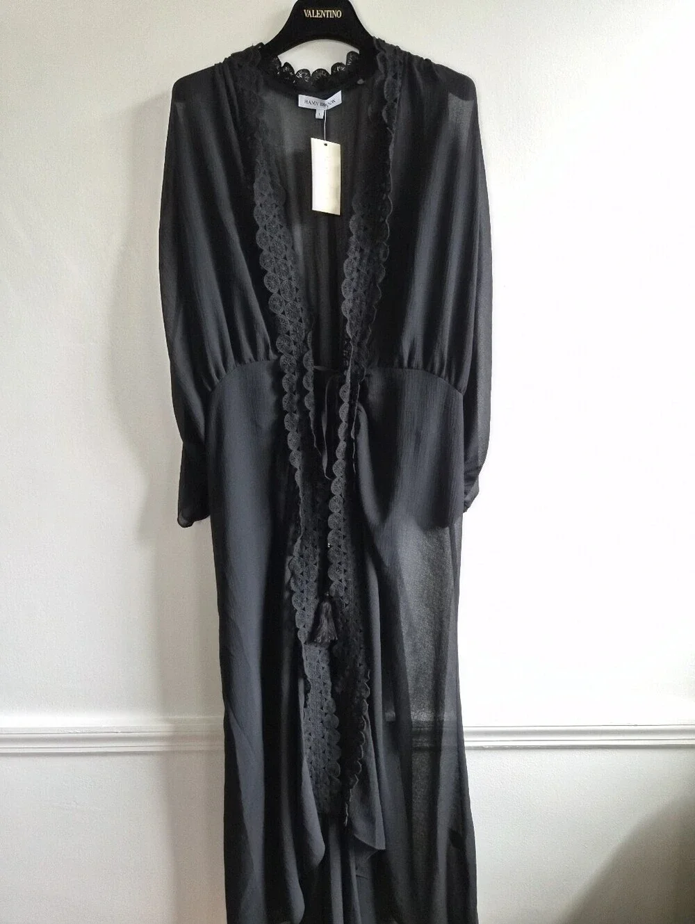 New Ramy Brook Raelynn Black Maxi Dress Swim Beach Cover-Up Large NWT